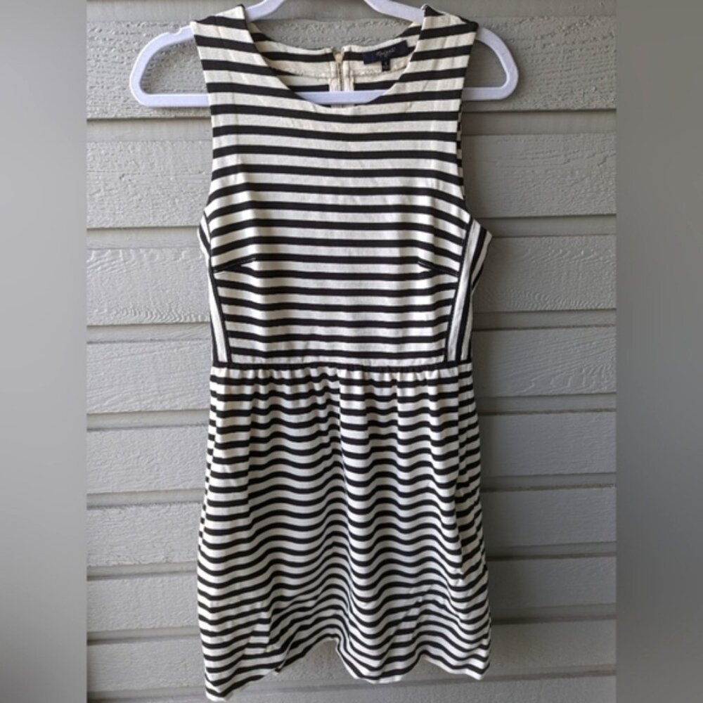 Madewell Striped Afternoon Sleeveless Fit And Flare Dress With Pockets Size S